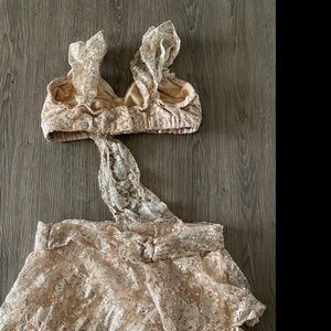 Beige sequins Dance Costumes